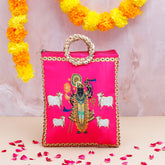 Shree Narayan Ethnic Handcrafted  Zip Up Fabric Bag - Pink