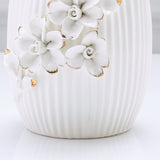 White Ceramic Table Vase with Floral Accents