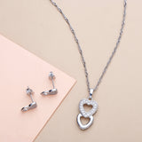 Twin Hearts Pendant with Earring Set