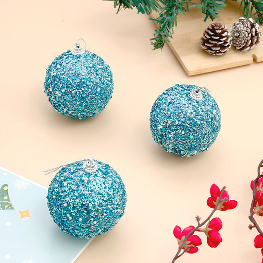 Glittery Christmas Blue Balls