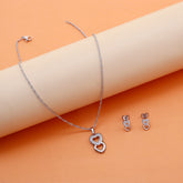 Twin Hearts Pendant with Earring Set