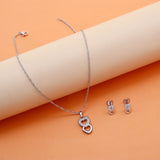 Twin Hearts Pendant with Earring Set