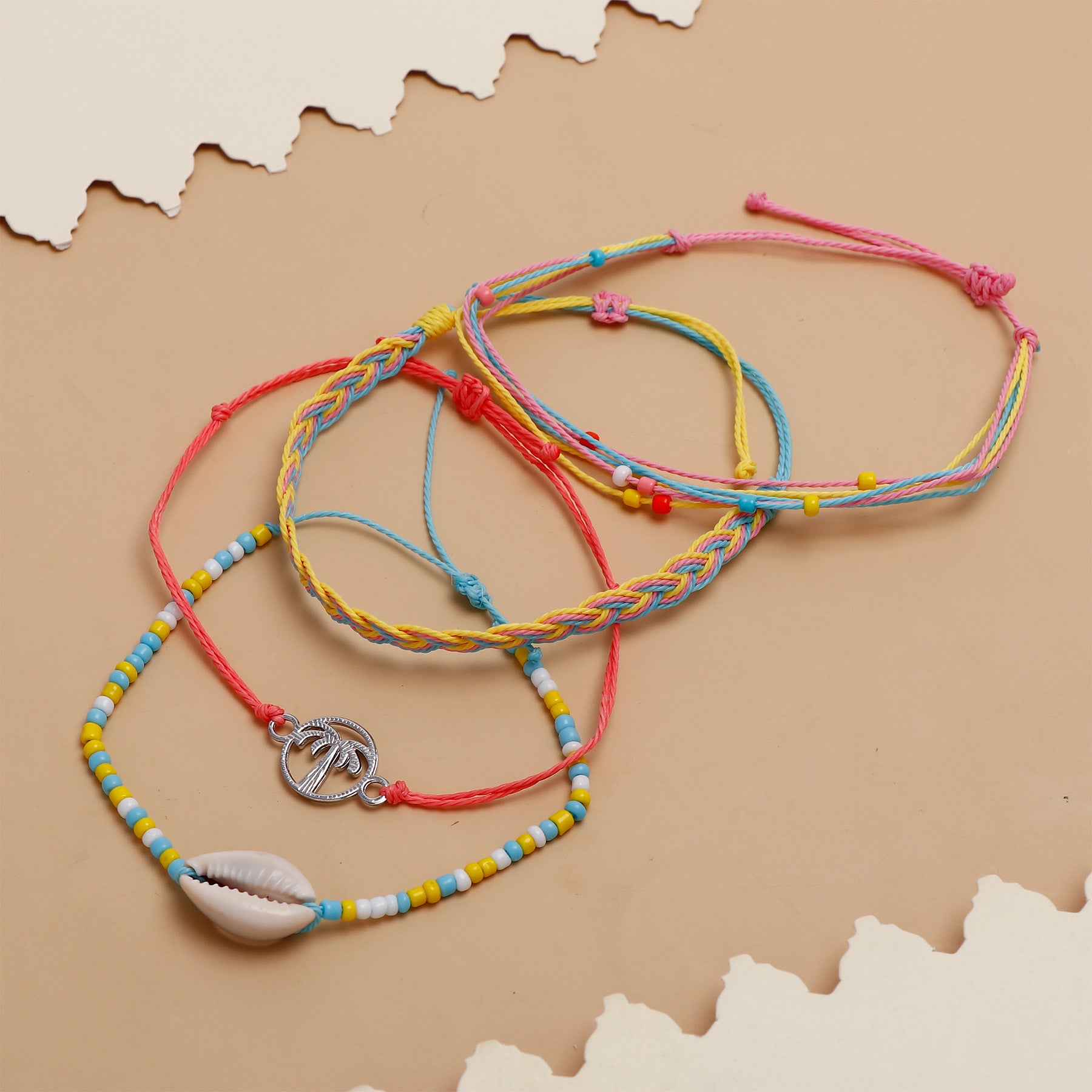 Coffee Bean Shell Multi Layer Bracelet Set