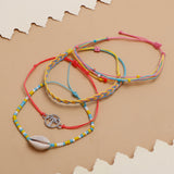 Coffee Bean Shell Multi Layer Bracelet Set