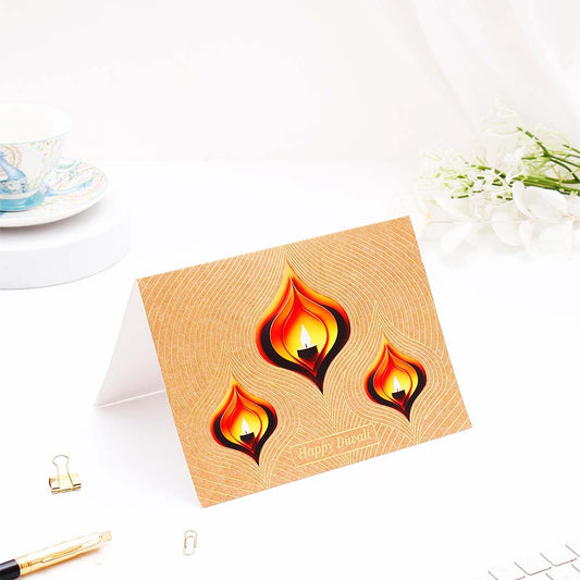 Warm Diwali Seasons Greeting Card Pack Of 10