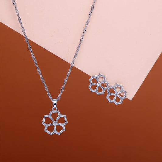 Floral Blooms Pendant with Earring Set