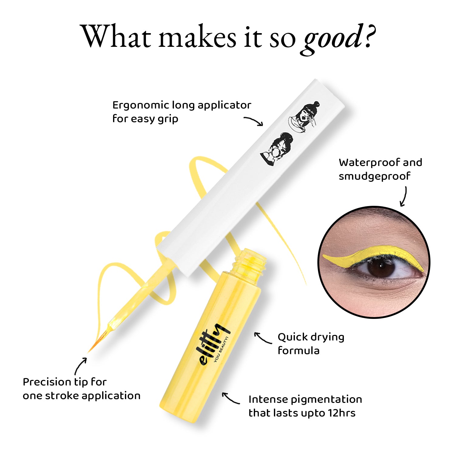 Elitty Yellow Matte Pop Coloured Eyeliner - Honeycomb (4ml)