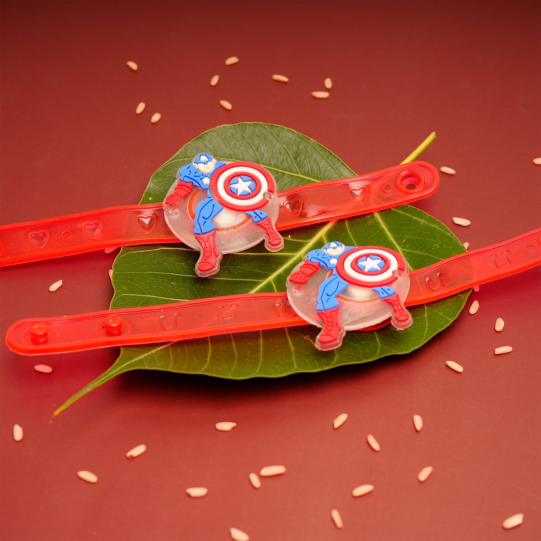 Captain America Red Rubber Kids Rakhi Pack of 2