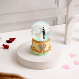 Blue Romantic Couple Musical Snow Globe