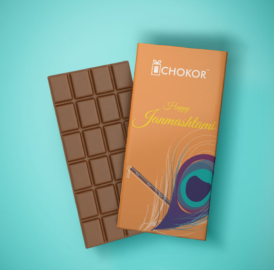 CHOKOR Happy Janmashtmi - Coffee Flavoured Almond Chocolate Bar