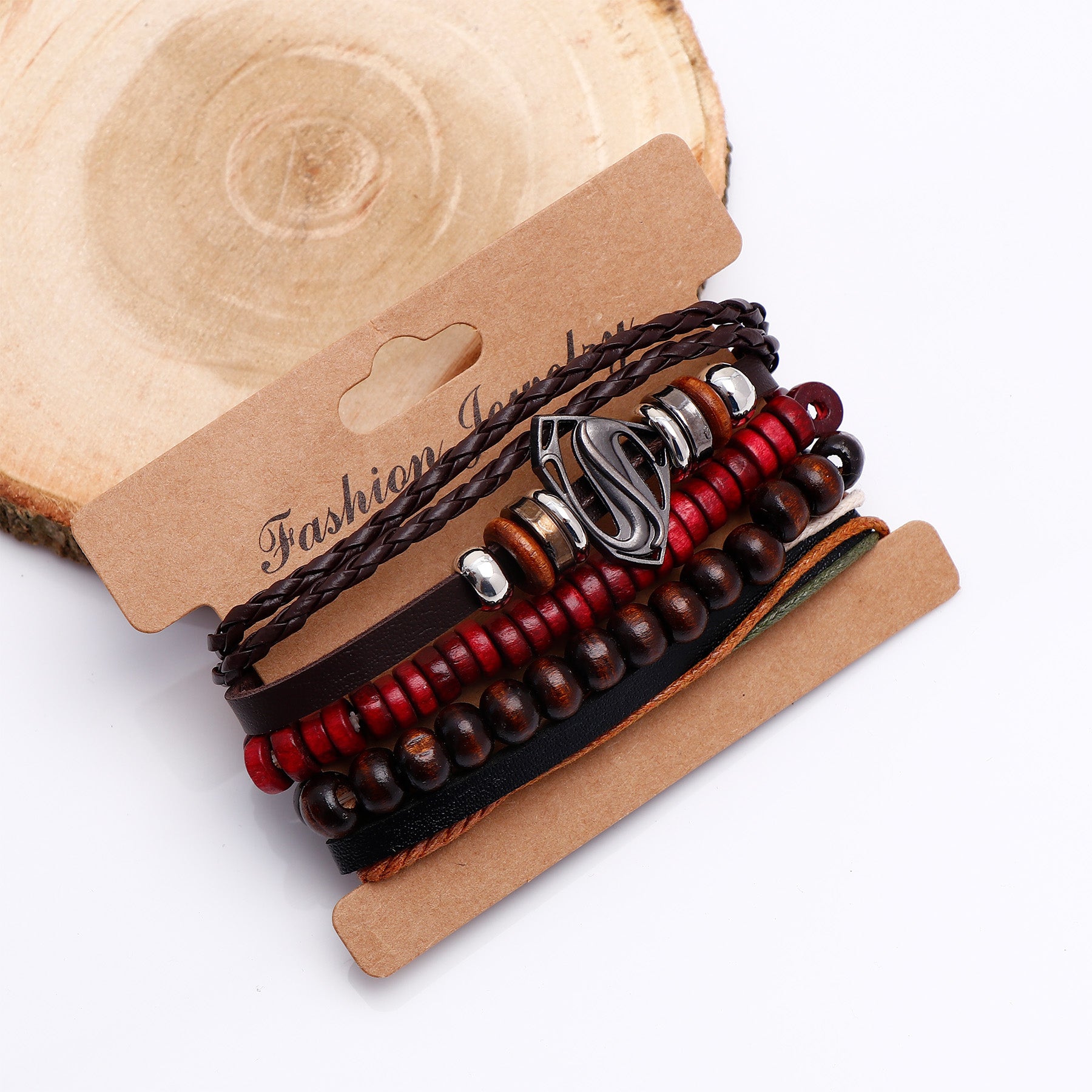 Superman Beaded Multilayer Leather Bracelet