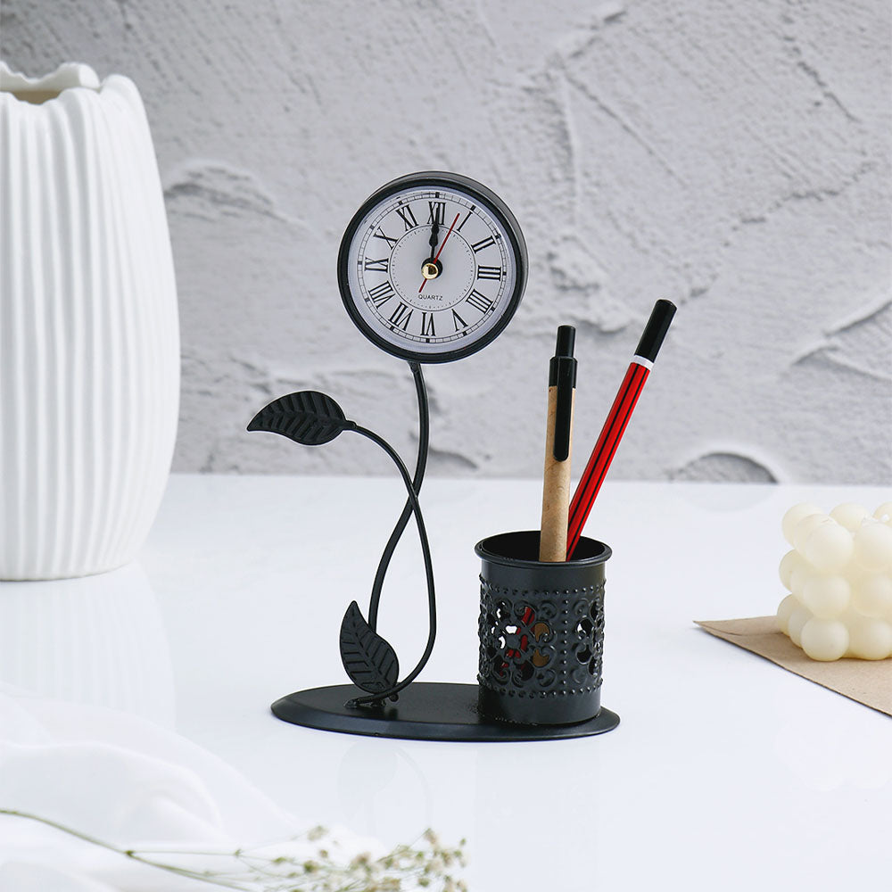 Classic Pen Stand Figurine Clock