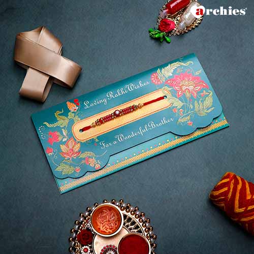 Aesthetic Rakhi mailer with Roli chawal and Envelope