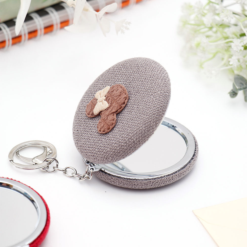 Grey Knitted Compact Mirror