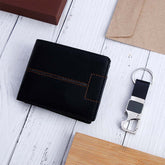 Midnight Black Wallet And Keychain Gift Set