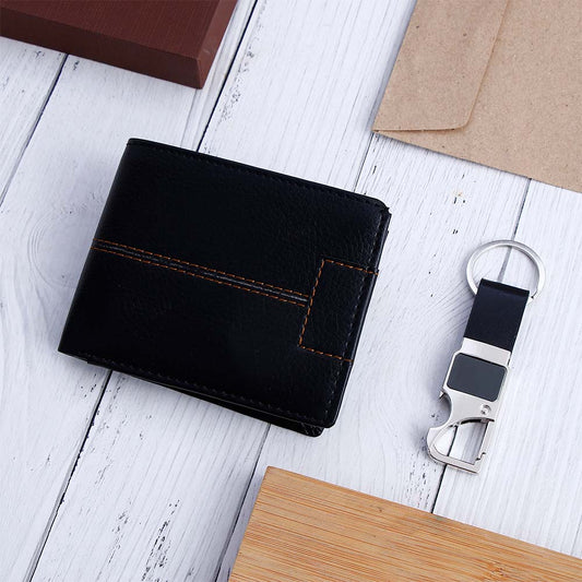 Midnight Black Wallet And Keychain Gift Set