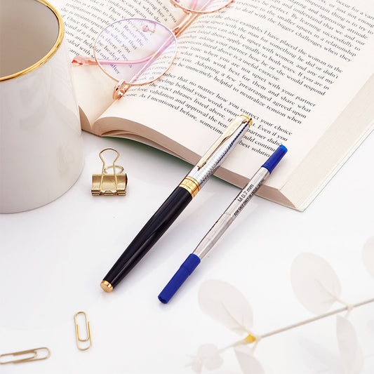 Aster Contemporary Black and Chrome Roller Ball Pen