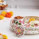 Pink and White Motifs Jars with Tray Set