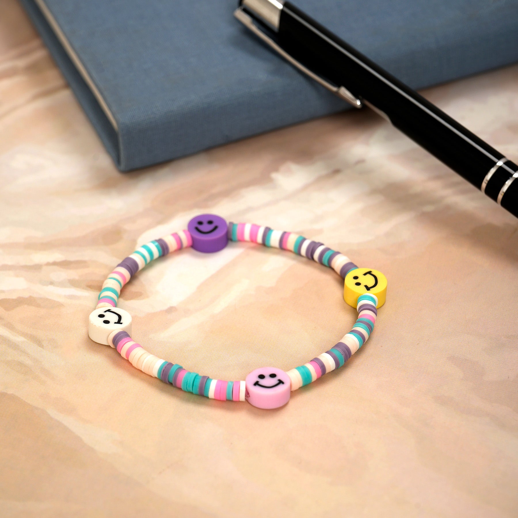 Pastel Loop Smiley Bead Friendship Bracelet