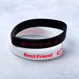 Silicone Friendship Bands Black and White Set of 2