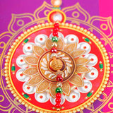 Best Wishes Greeting Card with a Sacred Rakhi with Mug and Chocolate