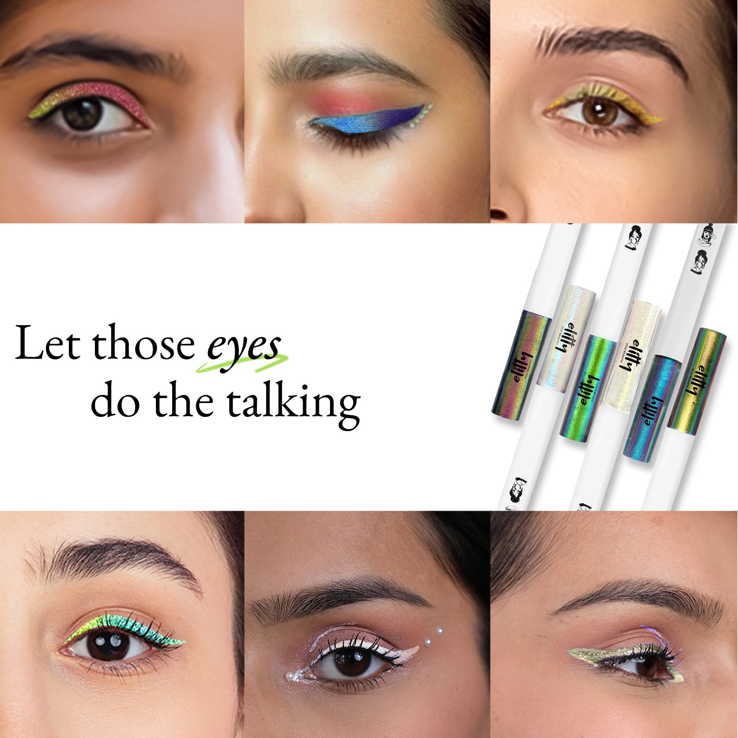 Elitty Gold-Green Ombre Holographic Eyeliner -Halo ( 4ml)