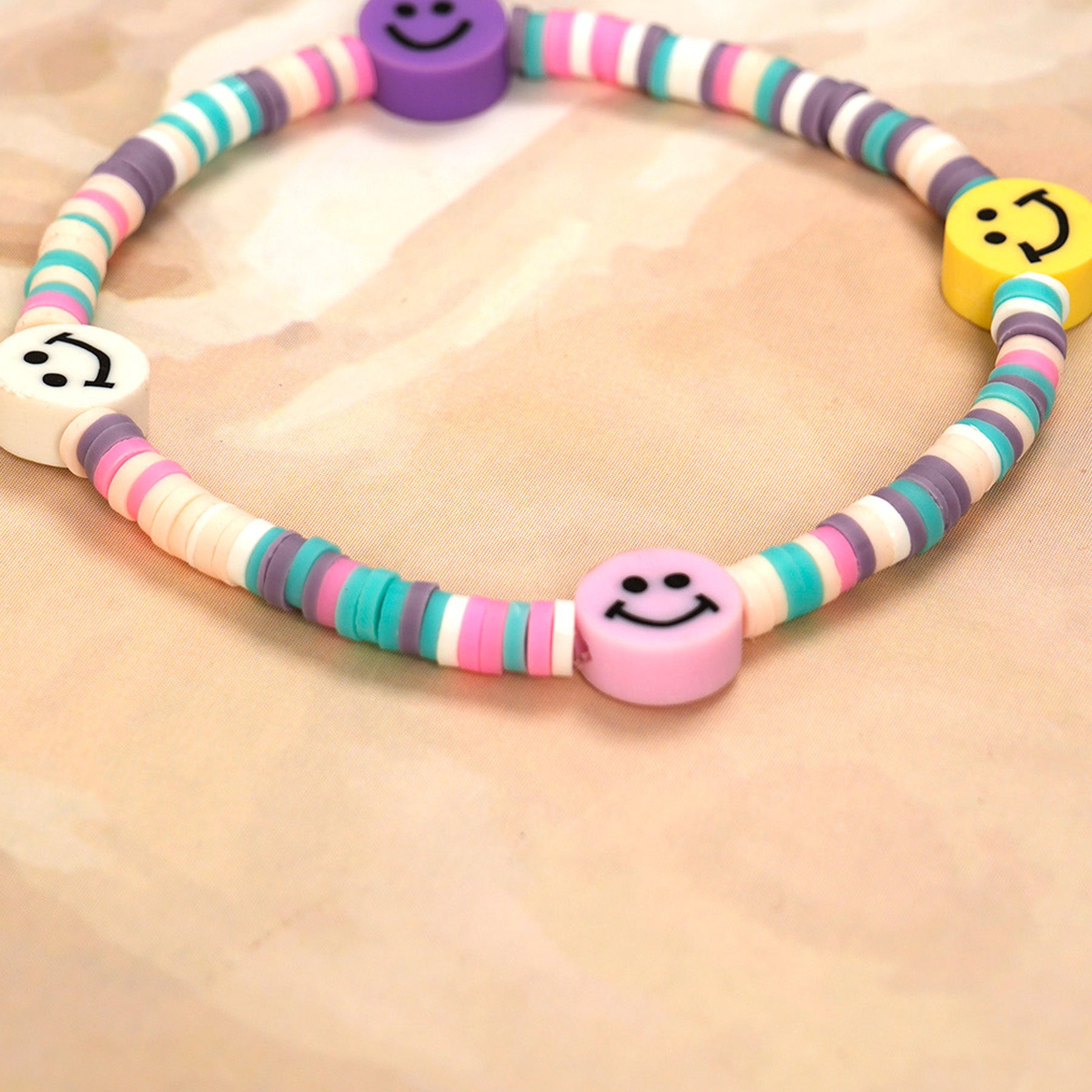 Pastel Loop Smiley Bead Friendship Bracelet