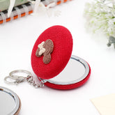 Red Knitted Compact Mirror