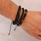 Crystal Beaded Multilayer Braided Leather Bracelet