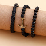 Viking Anchor Beaded Multilayer Leather Bracelet