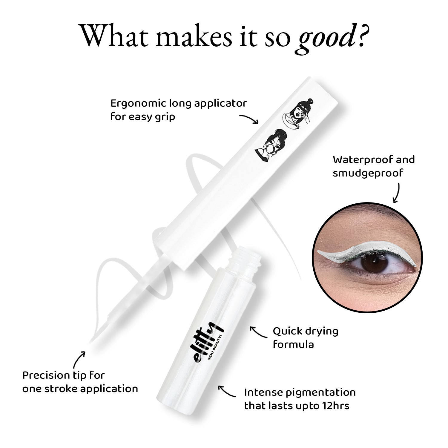 Elitty White Matte Pop Coloured Eyeliner - Moon Child (4ml)