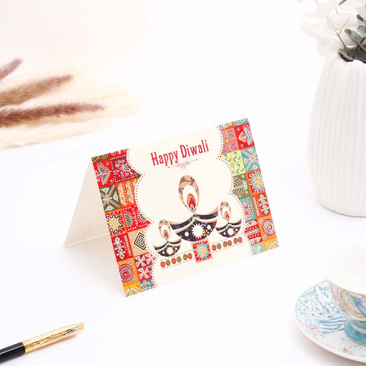 Happy Diwali Seasons Greeting Card Pack Of 50