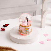 Pink Romantic Couple Musical Snow Globe