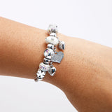 Hearts Charms Silver Bracelet