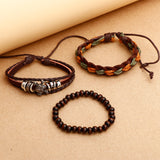 Pirate Skull Beaded Multilayer Braided Leather Bracelet
