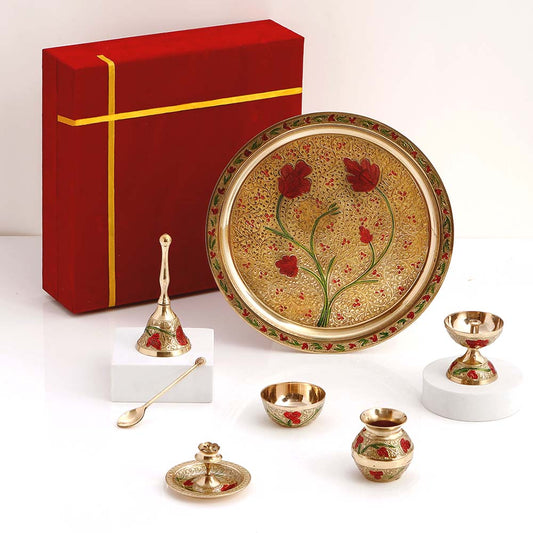 Golden Pooja Thali Set