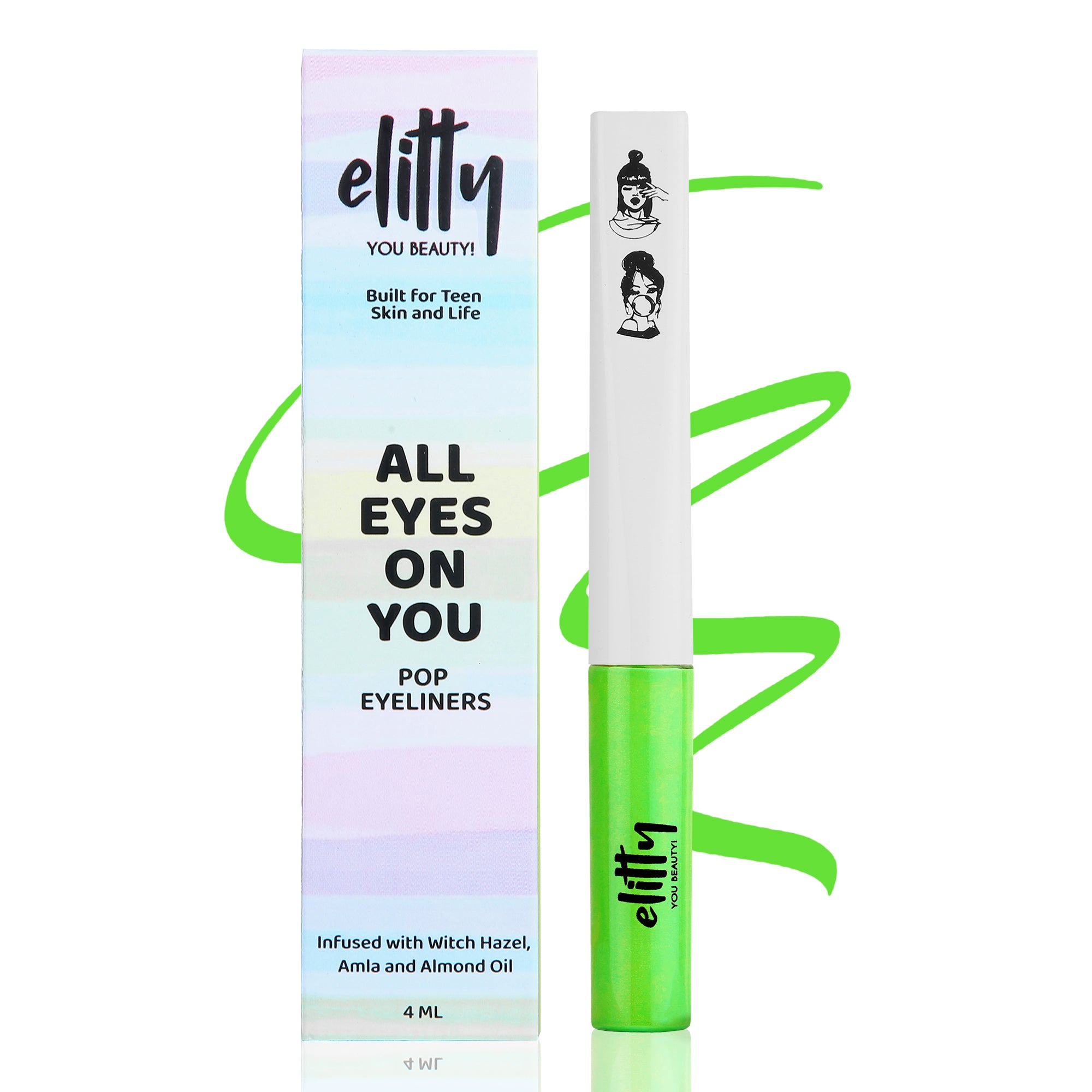 Elitty Neon Green Matte Pop Coloured Eyeliner -Mean Money (4ml)