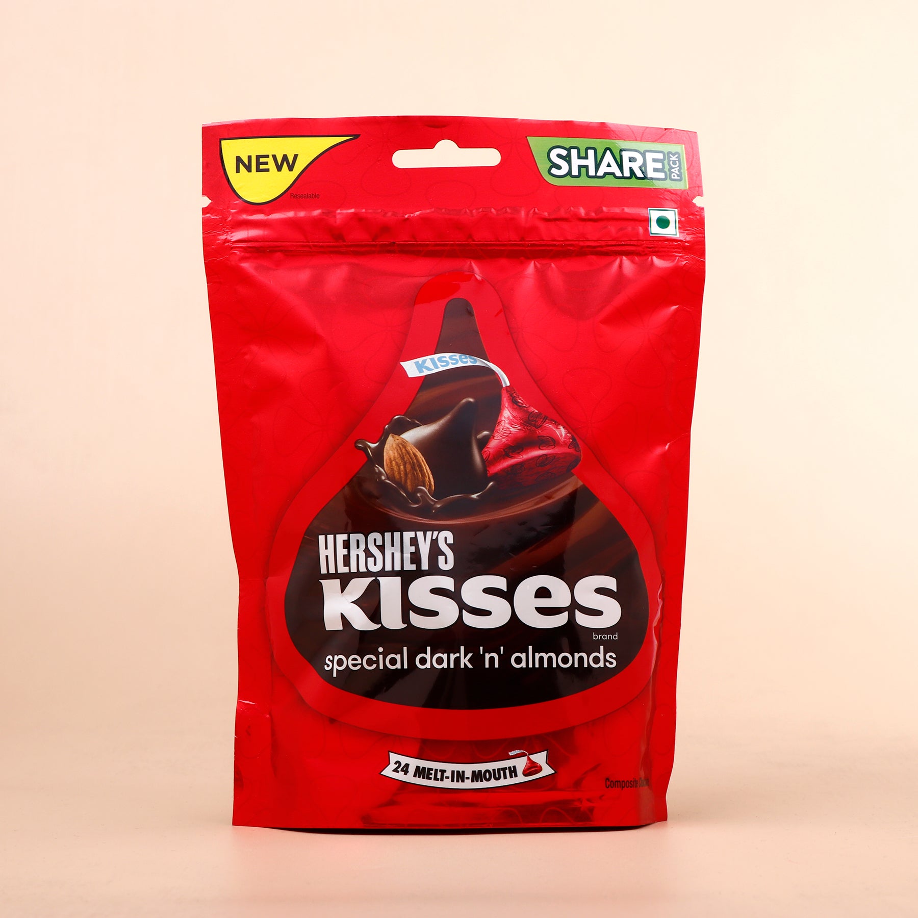 Hersheys Kisses Dark n Almonds Chocolate 100 GM
