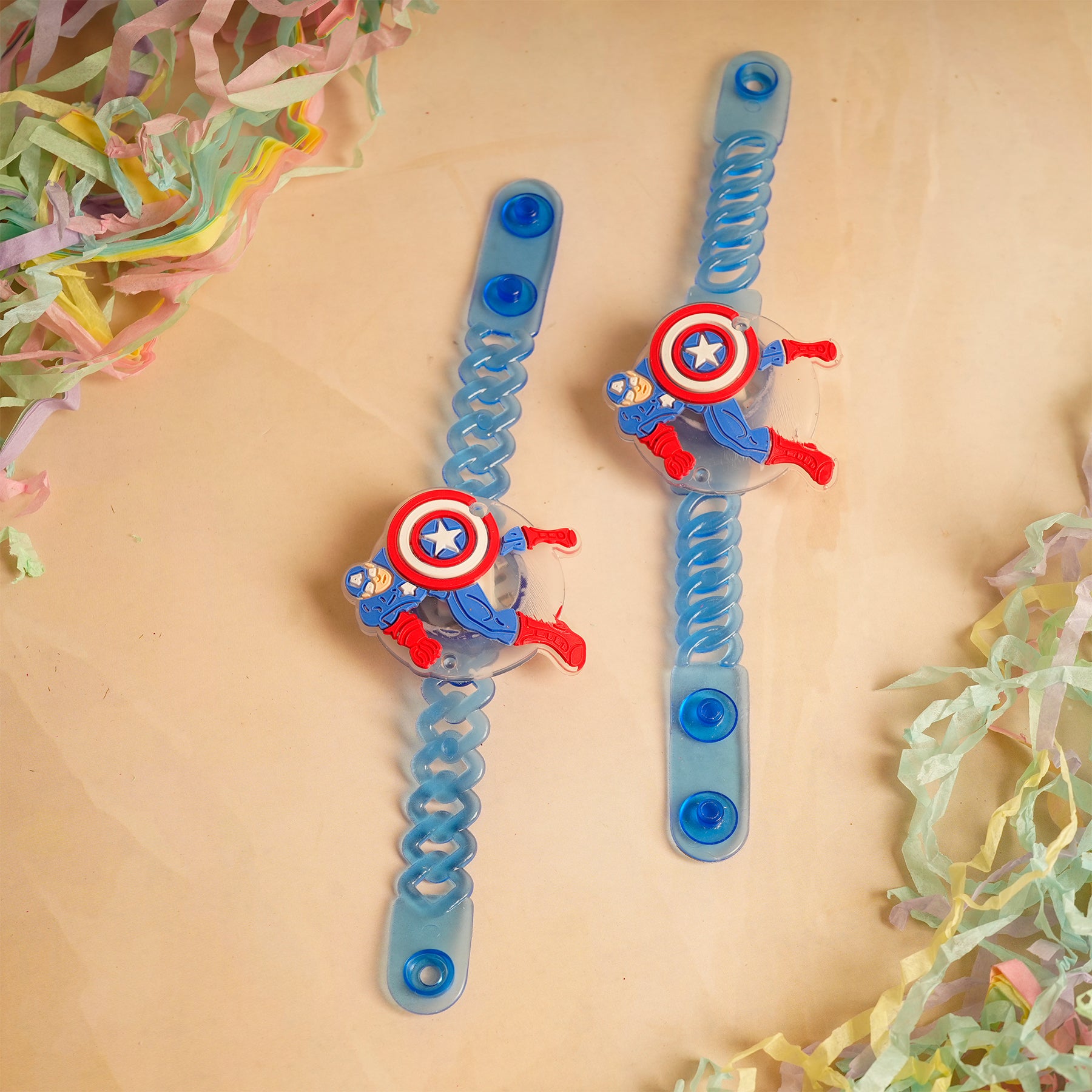 Captain America Blue Rubber Kids Rakhi Pack of 2