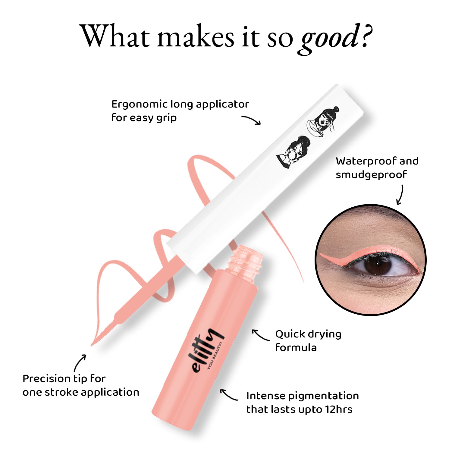 Elitty Peach Matte Pop Coloured Eyeliner - Fading Love (4ml)