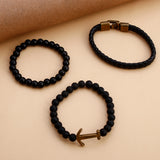 Viking Anchor Beaded Multilayer Leather Bracelet