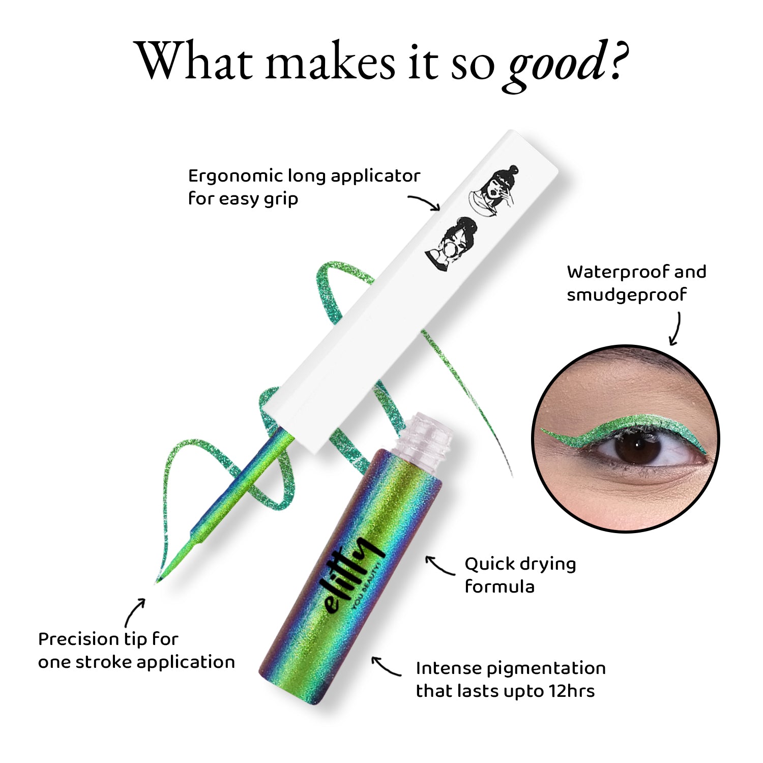 Elitty Green- Blue Ombre Holographic Eyeliner -Aurora ( 4ml)