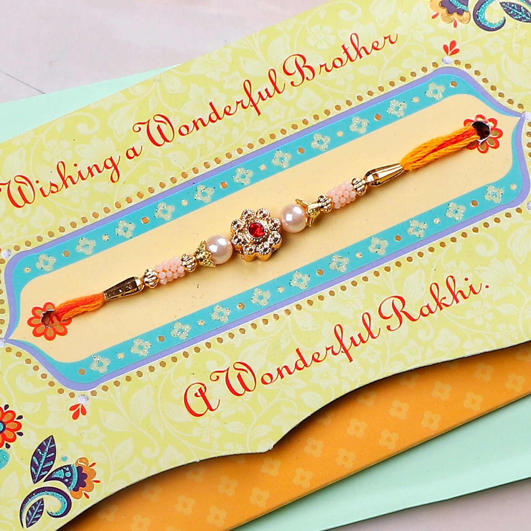 Designer Rakhi mailer with Roli chawal and Envelope Pack of 3