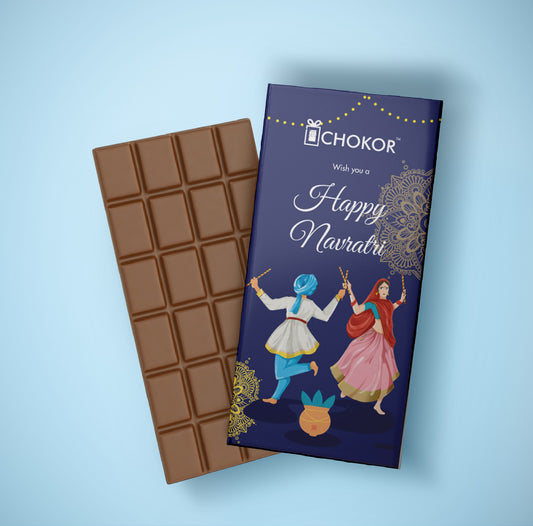 CHOKOR Happy Navratri - Coffee Flavoured Almond Chocolate Bar