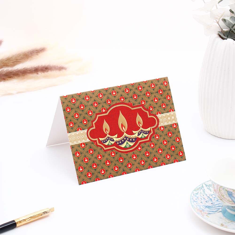 Divine Diwali Seasons Greeting Card Pack Of 10