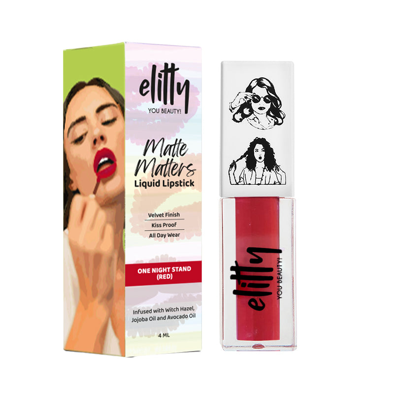 Elitty Red Liquid Matte Lipstick | Transferproof, Smudgeproof & Lightweight | One Night Stand - 4 ML