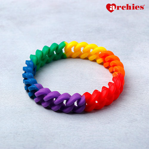 Interlocked Silicone Friendship Band Rainbow