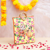 Shree Lakshmi Narayan Ethnic Handcrafted Zip Up Fabric Bag - Yellow