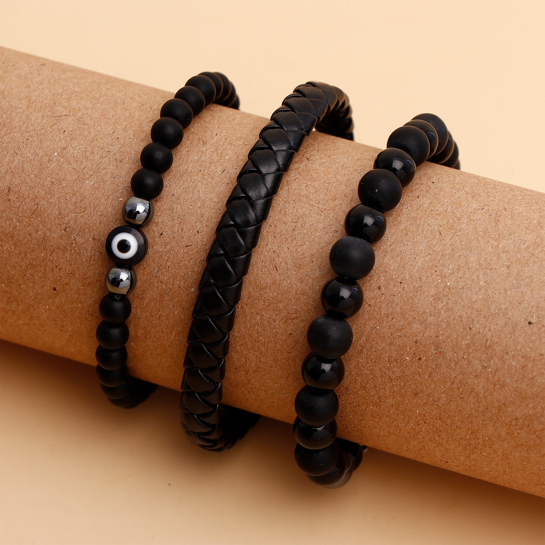 Evil Eye Black Beaded Multilayer Bracelet