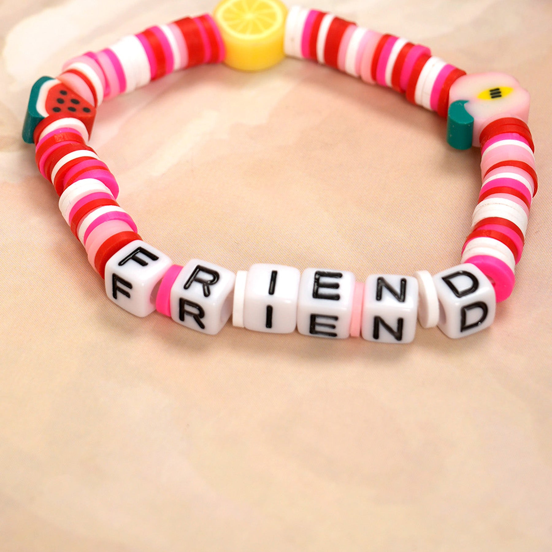 Pink Loop Fruit Bead Friendship Bracelet
